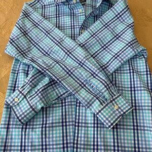 Chaps Boys Blue and Green Plaid Shirt